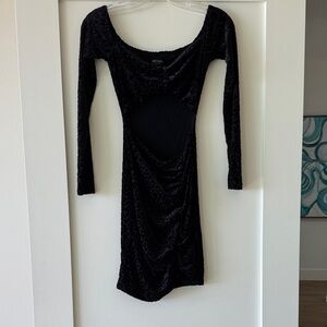 NAKED WARDROBE Black Burnout Animal Print Cut Out Velvet Dress